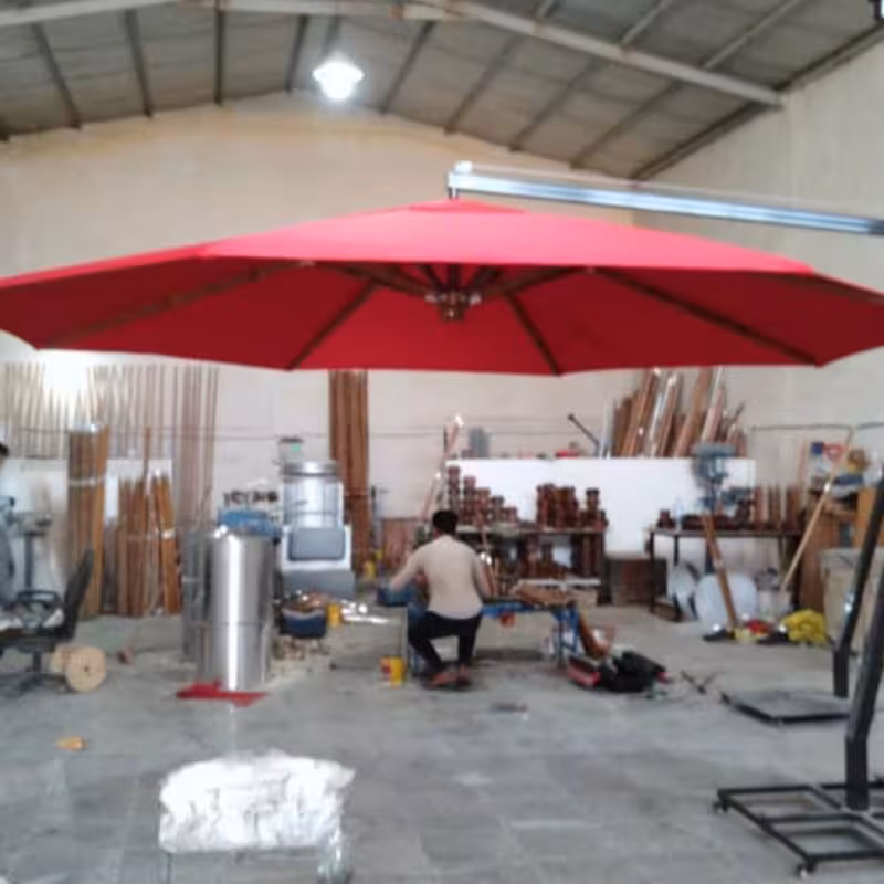 چتر سایبان پایه کنار هشت ضلعی قطر 3 متر  بازو فلزی