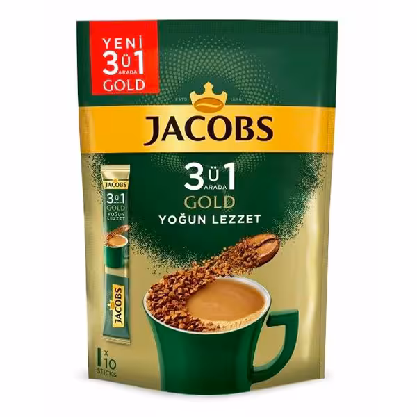 قهوه فوری جاکوبس 3 در 1 گلد یوغون لذت 10 عددی 18 گرمی