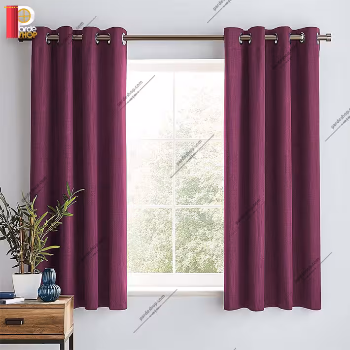 پرده پانچی کتان ملانژ بنفش