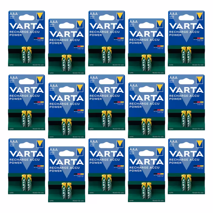 باتری نیم قلمی قابل شارژ وارتا مدل accus 1000 مجموعه 30 عددی