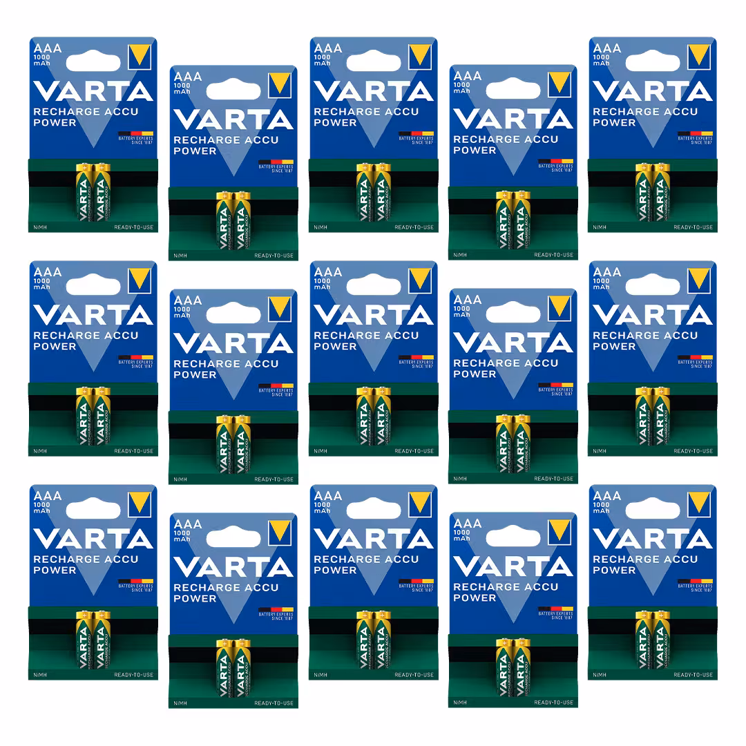 باتری نیم قلمی قابل شارژ وارتا مدل accus 1000 مجموعه 30 عددی