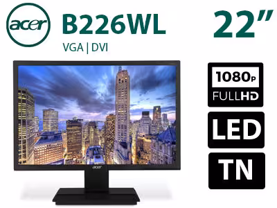 مانیتور استوک Acer B226WL سایز 22 اینچ کیفیت WSXGA  پنل W-LED TN