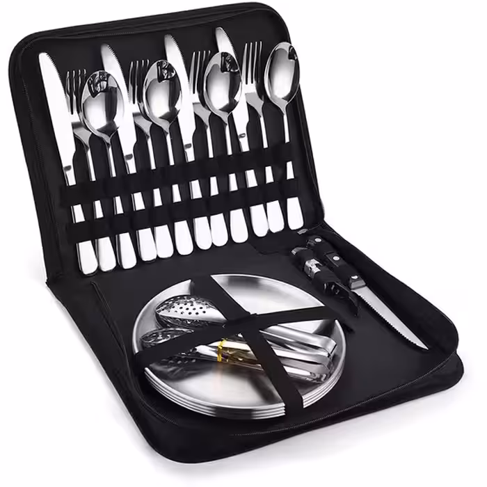 سرویس کامل ظروف کمپینگ استیل 4 نفره