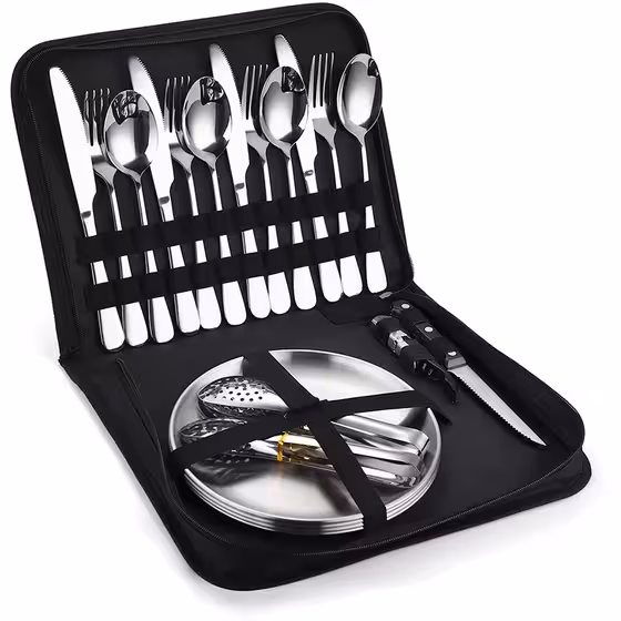 سرویس کامل ظروف کمپینگ استیل 4 نفره