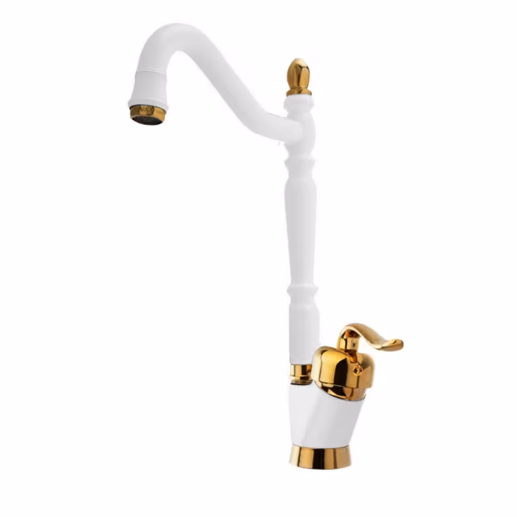 شیر ظرفشویی قاجاری سفید طلایی