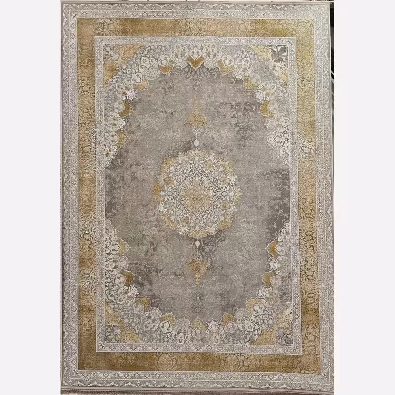 فرش 1200 شانه ماشینی کاشان طرح ترمه طلایی 9متری(باارسال رایگان)