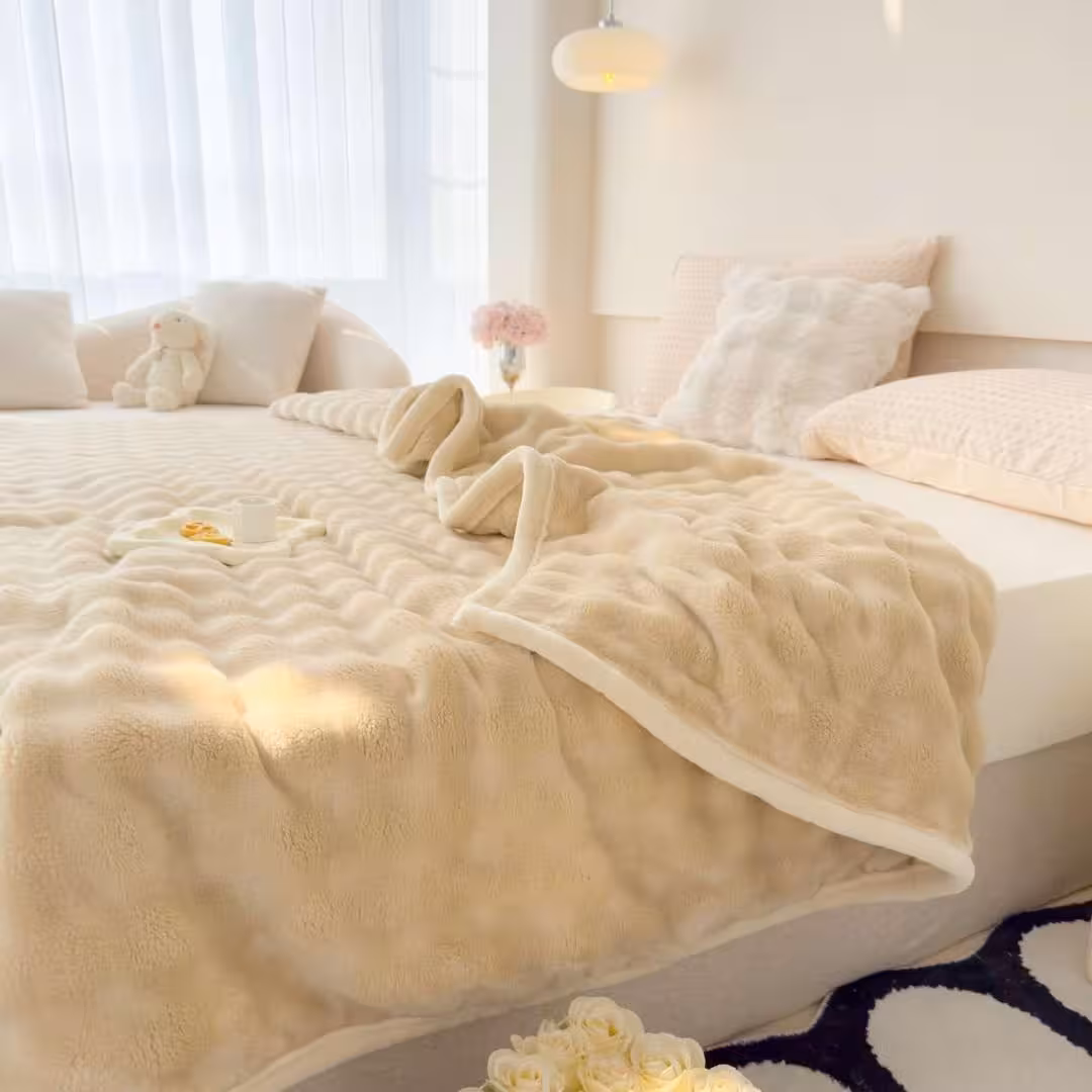 پتو مسافرتی دونفره طرح حبابی سایز 220*240 لبه نوار دوز