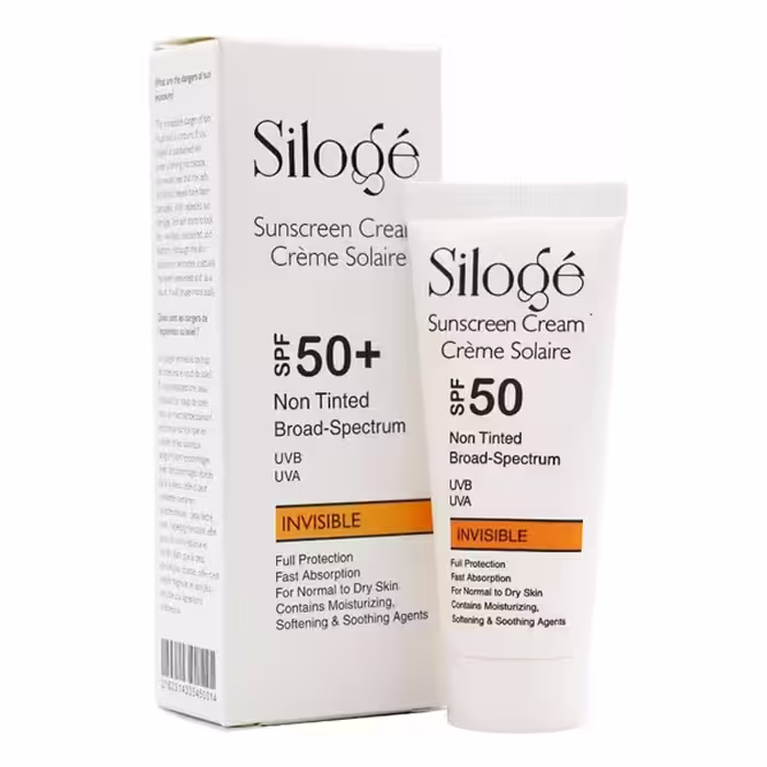 ضد آفتاب بی رنگ پوست خشک و نرمال SPF50 سیلوژه 40 میلی لیتر | Siloge Normal to Dry Skin invisible Sunscreen Cream 40ML