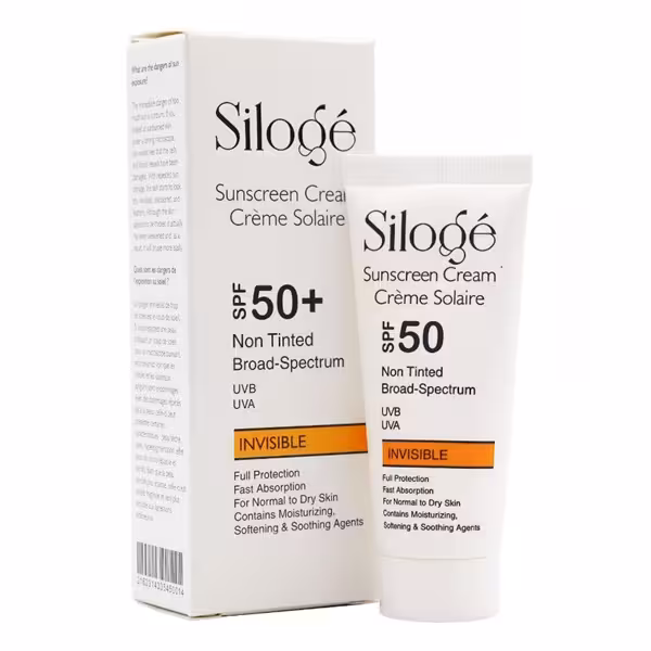ضد آفتاب بی رنگ پوست خشک و نرمال SPF50 سیلوژه 40 میلی لیتر | Siloge Normal to Dry Skin invisible Sunscreen Cream 40ML