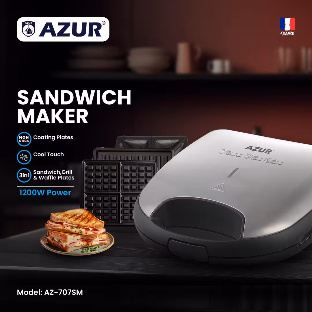 ساندویج ساز سه کاره استیل آزور AZ-707