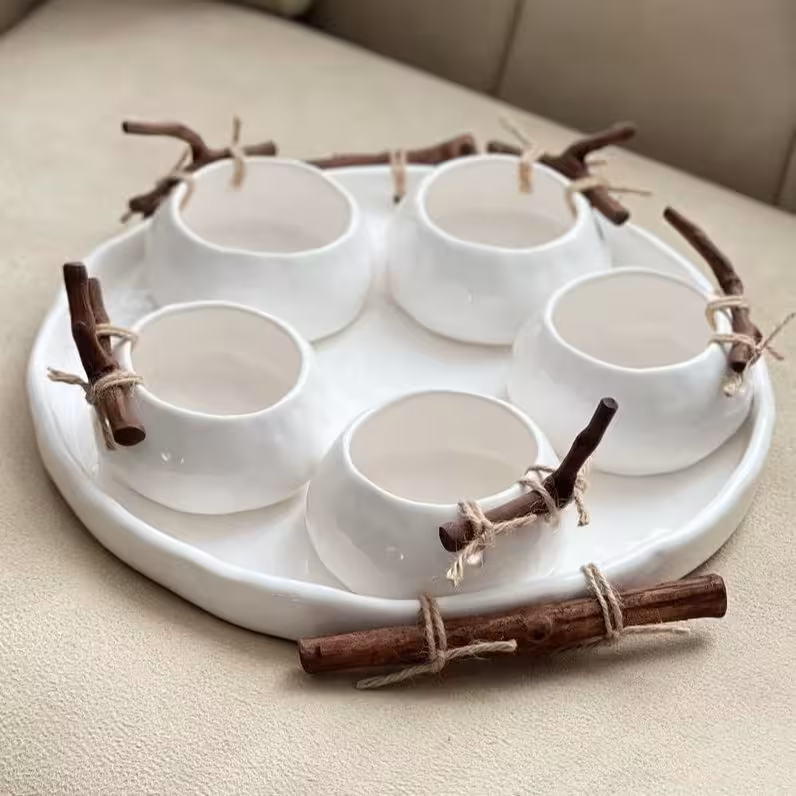 پیاله و سینی سرامیکی(هفت سین)مرمرسرامیک