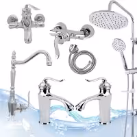 مجموعه 7تکه شیرالات بامبو کروم همراه علم دوش آب و هوا گرد