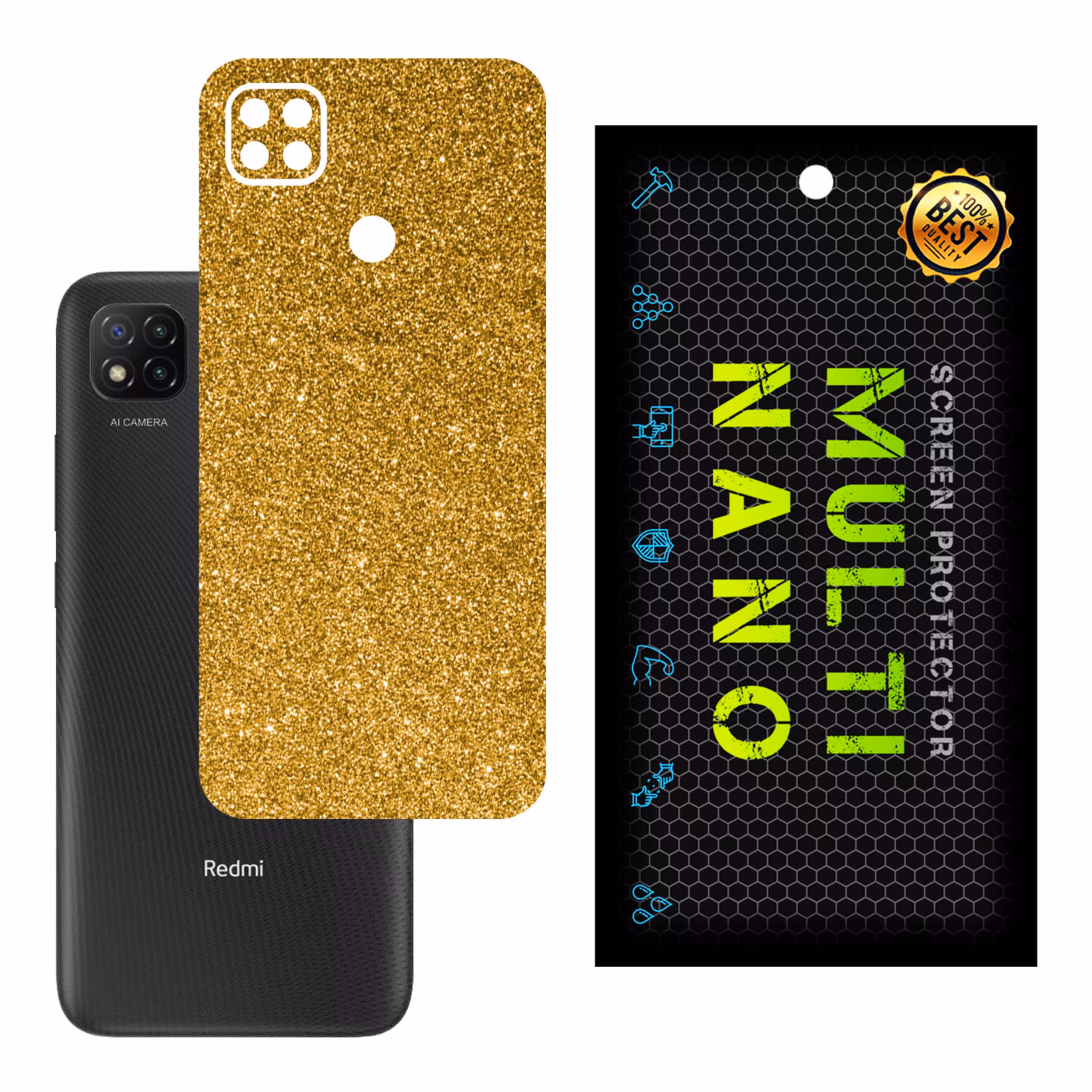 برچسب پوششی MultiNano مدل X-G1F-Gold برای پشت موبایل شیائومی Poco C3