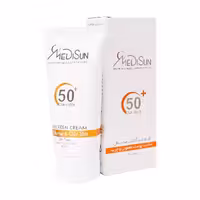 کرم ضدآفتاب پوست معمولی و چرب SPF50 مدیسان ( بیرنگ )