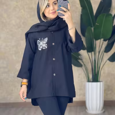 شومیز مانتویی طرح پروانه