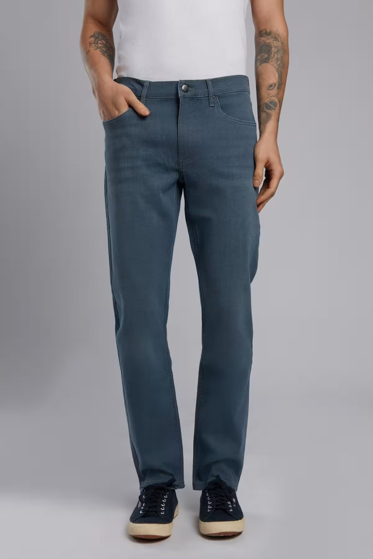 شلوار جین مردانه مارکو کمر نرم و باریک مسطح آبی Lee Cooper