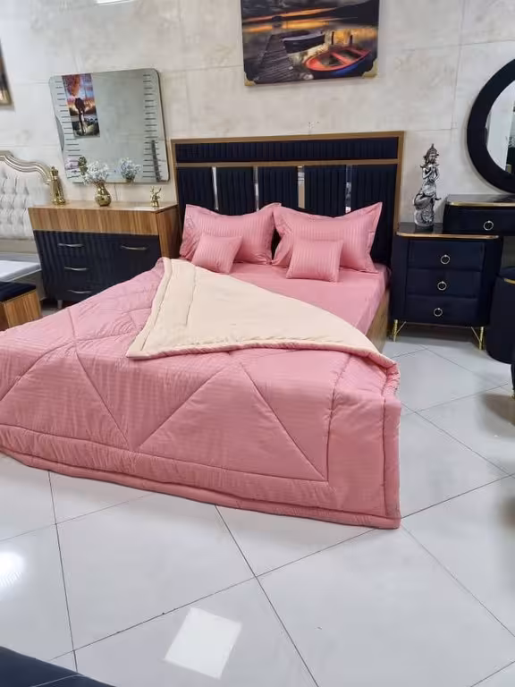 روتختی هتلی راه راه نخ پنبه کرم صورتی