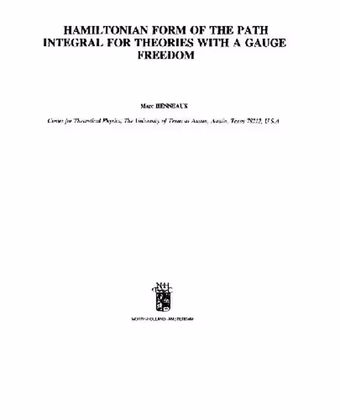 خرید و دانلود نسخه کامل کتاب Hamiltonian from the path integral for theories with gauge freedom