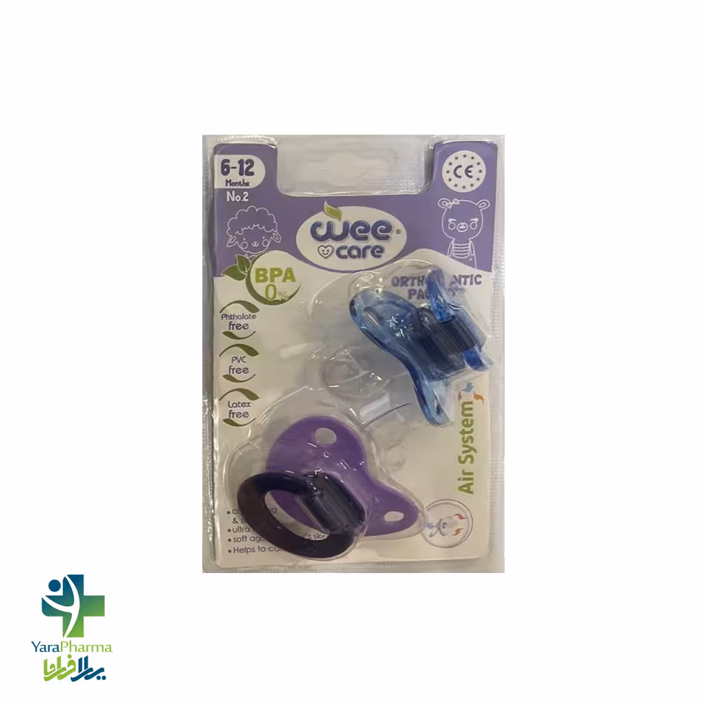 پستانک ارتودنسی دو عددی وی کر Wee care مدل p132 مناسب 6 تا 12 ماه