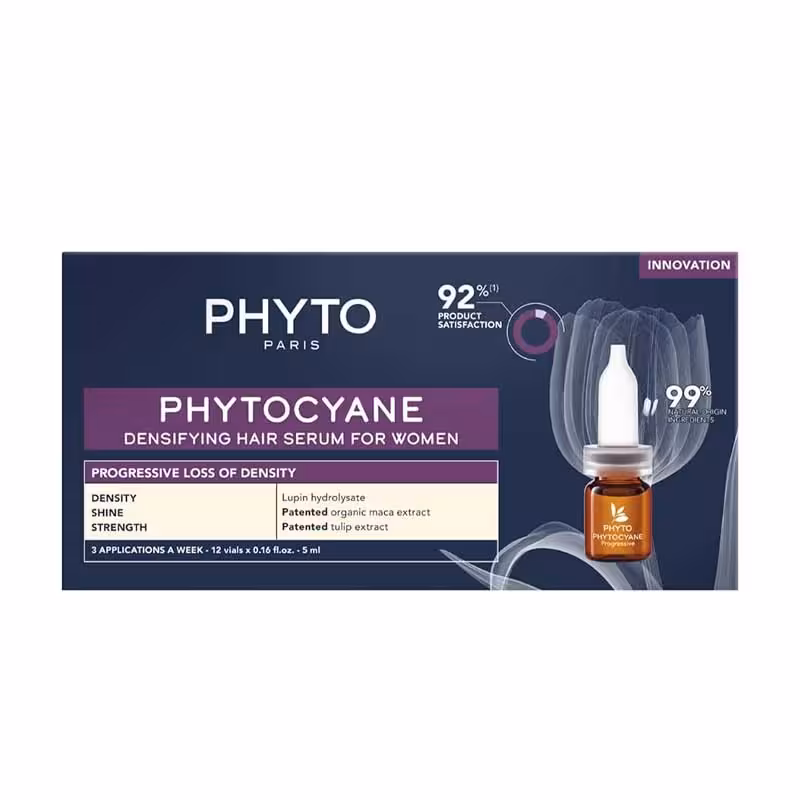 سرم مو فیتو ضد ریزش و تقویت مو زنانه مدل Phytocyane 92% بسته 12 عددی × 5 میل