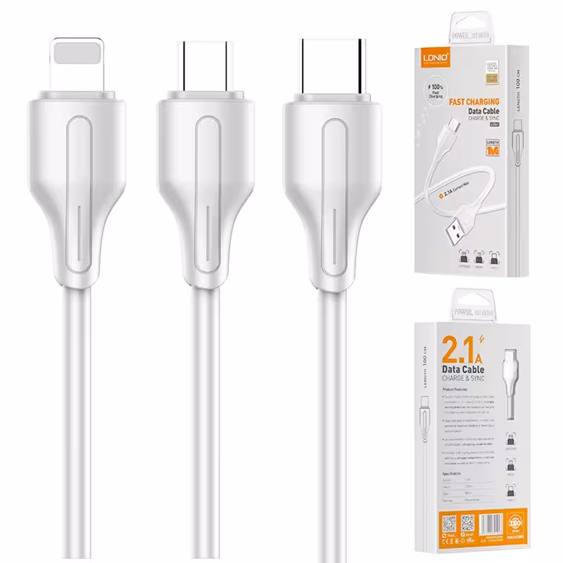 کابل شارژر الدینیو سیم گرد مدل LS541 iphone