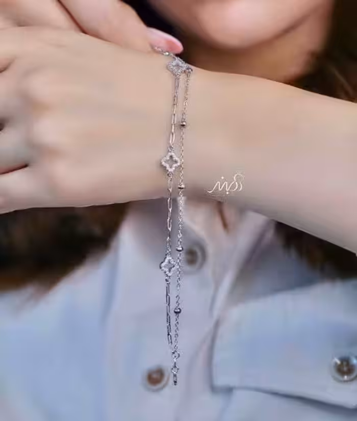 💍دستبند جواهري اسپرت با ونکلیف خاص و زیبا ، نقره عیار 925 (D_7213)