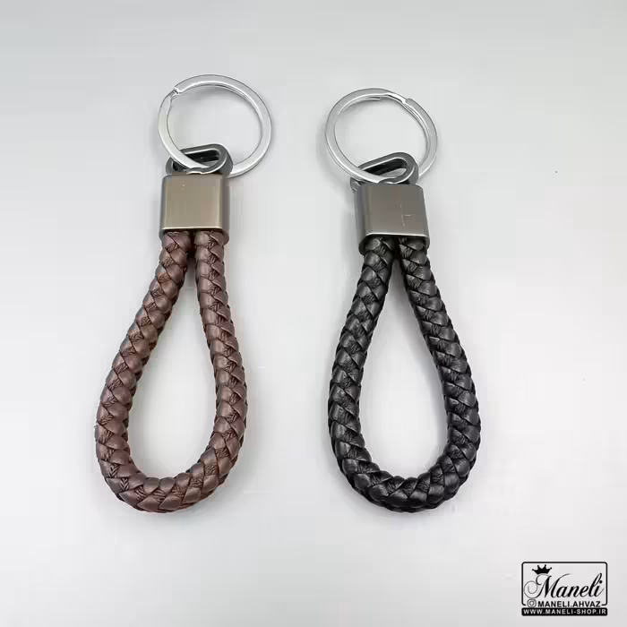 جاکلیدی بافت چرم مشکی و قهوه ای 14031212