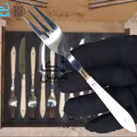 سرویس کارد و چنگال پذیرایی شیری  دستساز زنجان 015