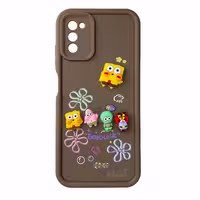 قاب Solid عروسکی طرح خانواده باب اسفنجی مناسب برای Samsung A03s-قهوه ای