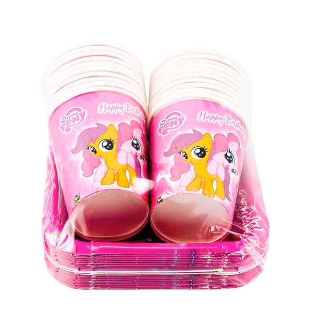 تم تولد پک بشقاب و لیوان دخترانه مدل پونی 20 عددی