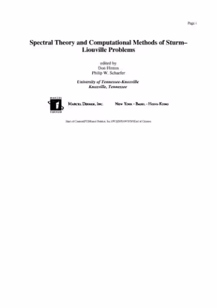 خرید و دانلود نسخه کامل کتاب Spectral theory and computational methods of Sturm-Liouville problems Proc. Tennessee