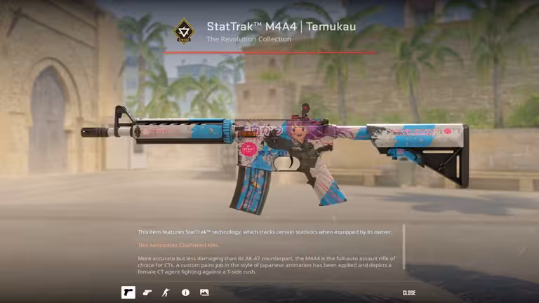 StatTrak™ M4A4 | Temukau [WW] (Well-Worn)