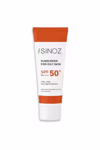 کرم ضد آفتاب بی رنگ SPF  50 برند Sinoz مناسب پوست چرب مختلط
