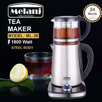 چای‌ساز کنارهمی ملانژ مدل ML38 با کتری استیل و قوری شیشه‌ای