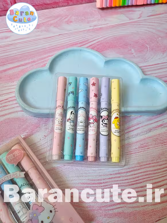هایلایتر فانتزی پاستیلی 6 رنگ طرح کورومی و دوستان