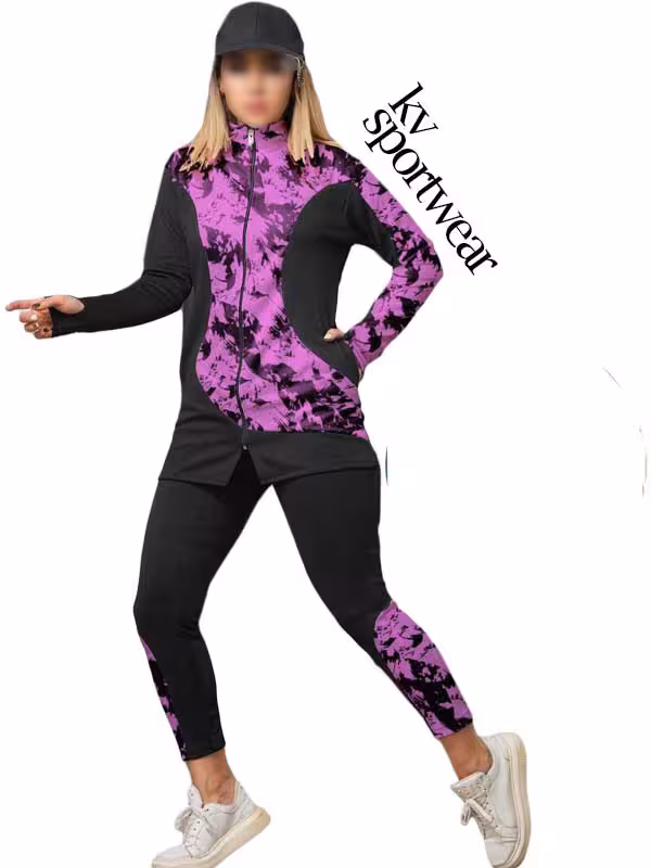 ست مانتو شلوار و نیمتنه ورزشی زنانه طرحدار