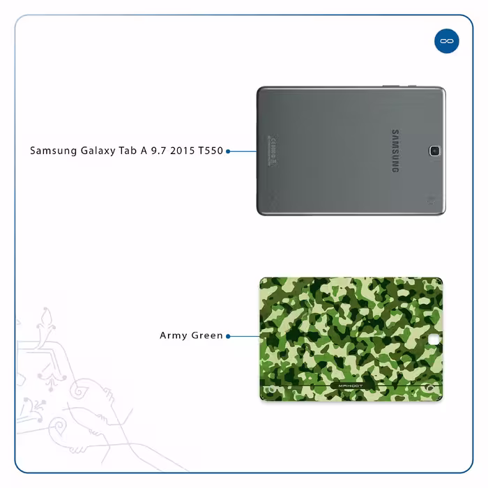 برچسب پوششی ماهوت مدل Army-Green-2 مناسب برای تبلت سامسونگ Galaxy Tab A 9.7 2015 T550