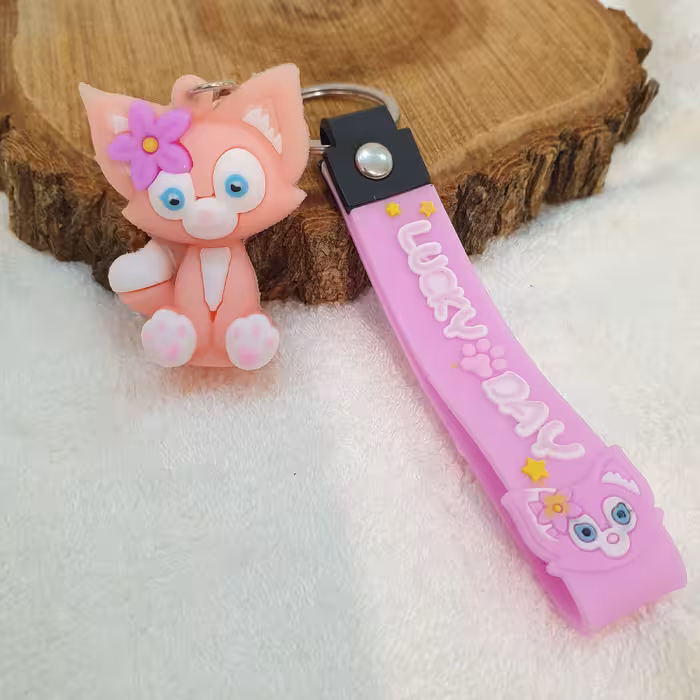 جاکلیدی مدل سیلیکونی طرح گربه گل به سر کد DB20