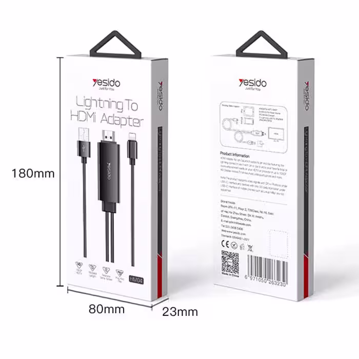 کابل تبدیل لایتنینگ به HDMI/ usb یسیدو مدل HM04 طول 1.8 متر