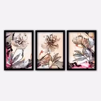 تابلو دکوراتیو طرح گل کد YF2352 مجموعه 3 عددی