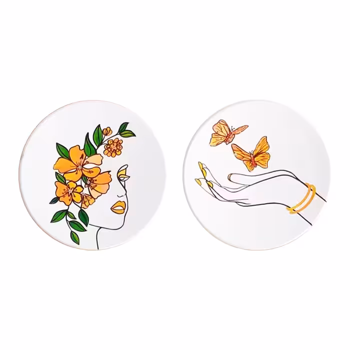 بشقاب دیوارکوب سفالی کد D188 مجموعه 4 عددی