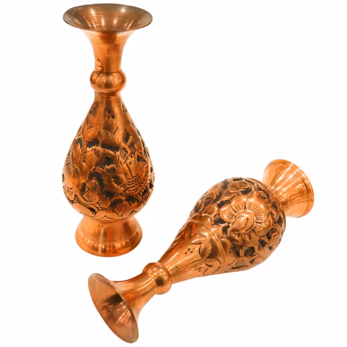 ست 3 تکه شکلات خوری و گلدان قلمزنی مدل سیاه قلم