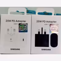 کله شارژ سامسونگ 25W PD اصلی بدون سرب در رنگهای سفید و مشکی آدابتور 25W PD