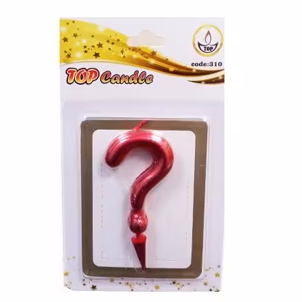 شمع تولد علامت سوال متالیک تاپ قرمز