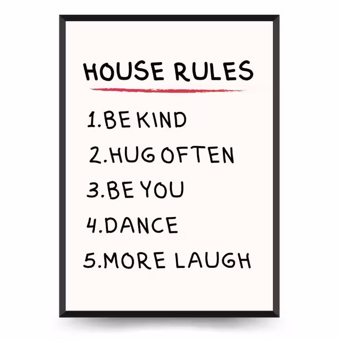 تابلو دکوراتیو فانتزی نوشته House Rules مشکی