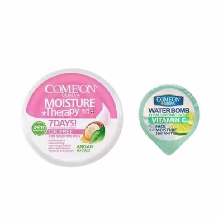 کرم مرطوب کننده کامان مدل Oil Free حجم 250 میلی لیتر به همراه کرم آبرسان کامان سری واتربمب مدل ویتامین C حجم 7 میلی لیتر