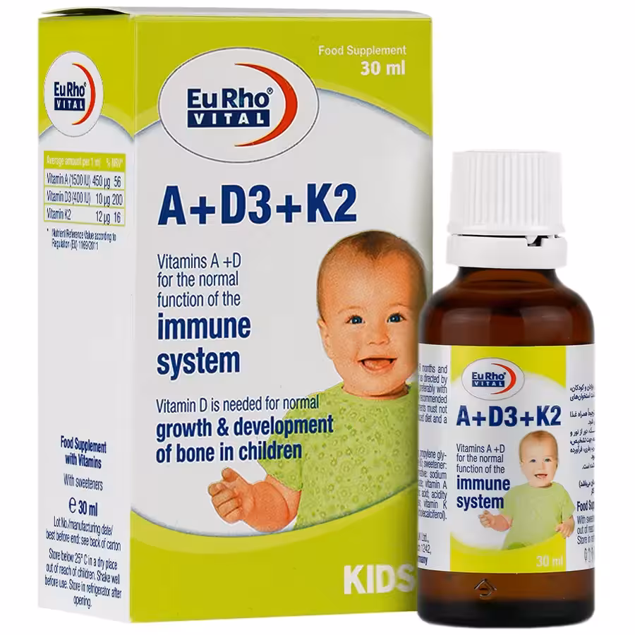 قطره خوراکی ویتامین A D3 K2 یوروویتال - داروخانه آنلاین بوکان
