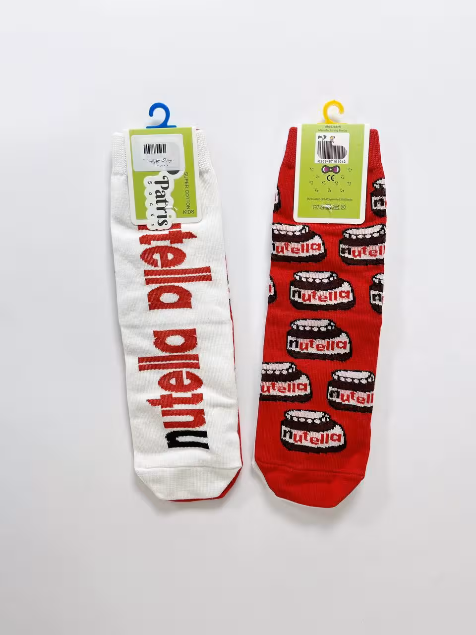 جوراب بچه گانه ساقدار لنگه به لنگه طرح nutella کد 1584