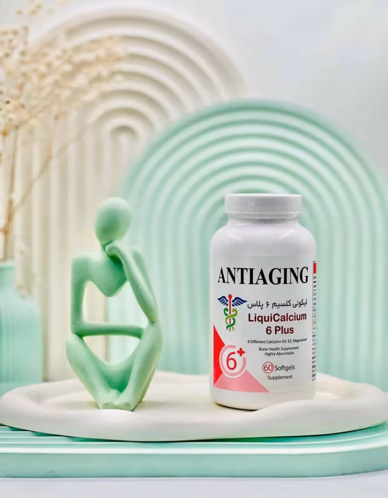 قیمت و خرید سافت ژل لیکوئی کلسیم 6 پلاس آنتی ایجینگ 60عددی