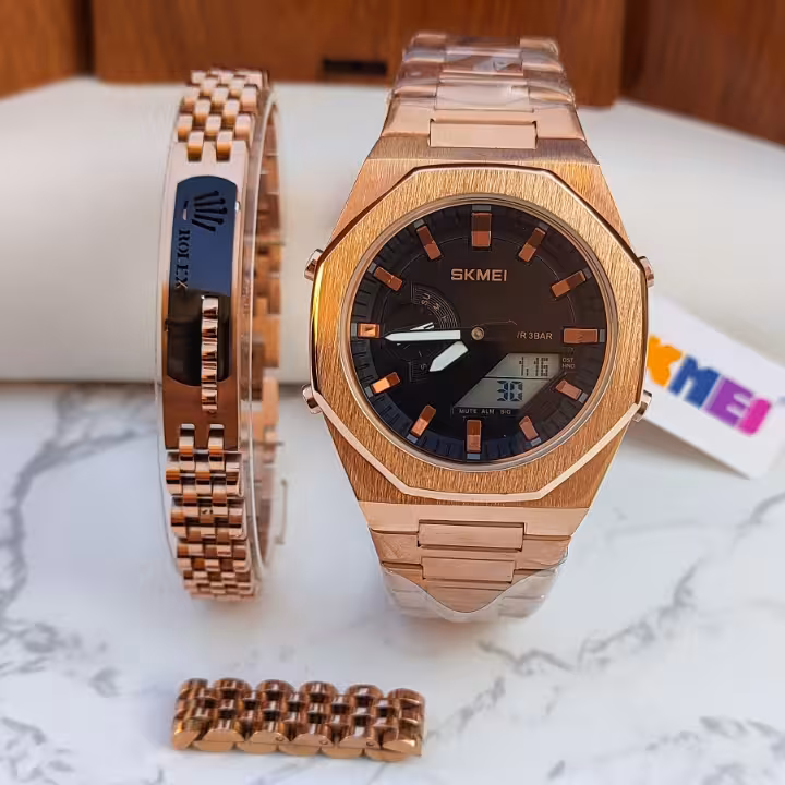 ست رزگلد مردانه ( ساعت اسکیمی   ست رولکس)